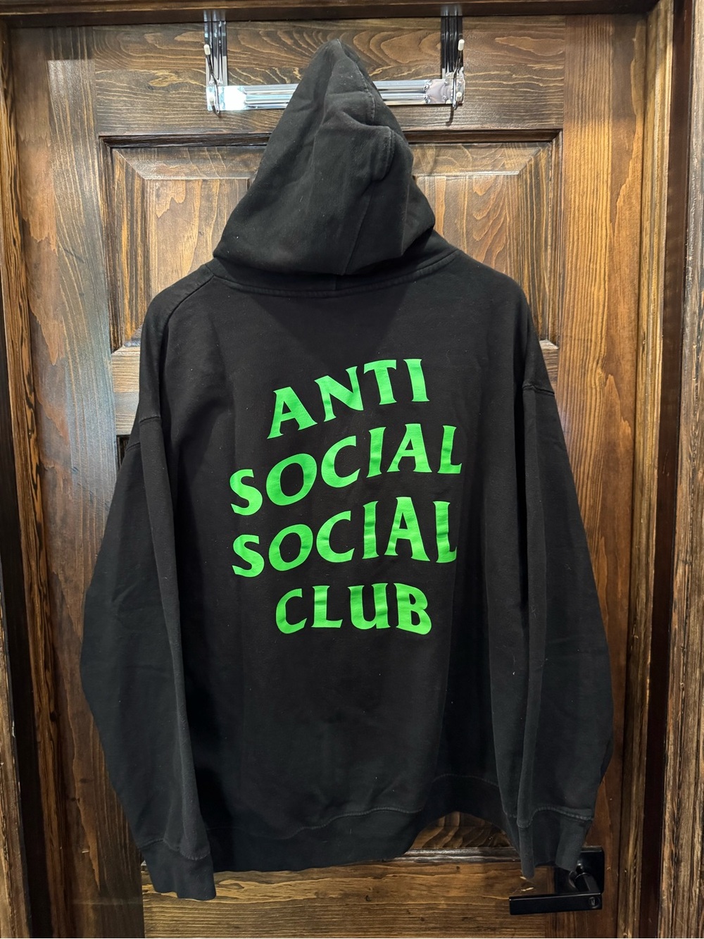 Anti Social Social Club Black Crewneck Hoodie with Green "Myself" Script - Picture 2 of 3